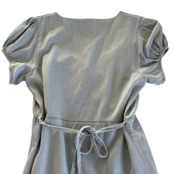 Boyish Sunrise Blue Button Front Puff Sleeve Denim Mini Dress Size Medium NWT - Picture 8 of 9